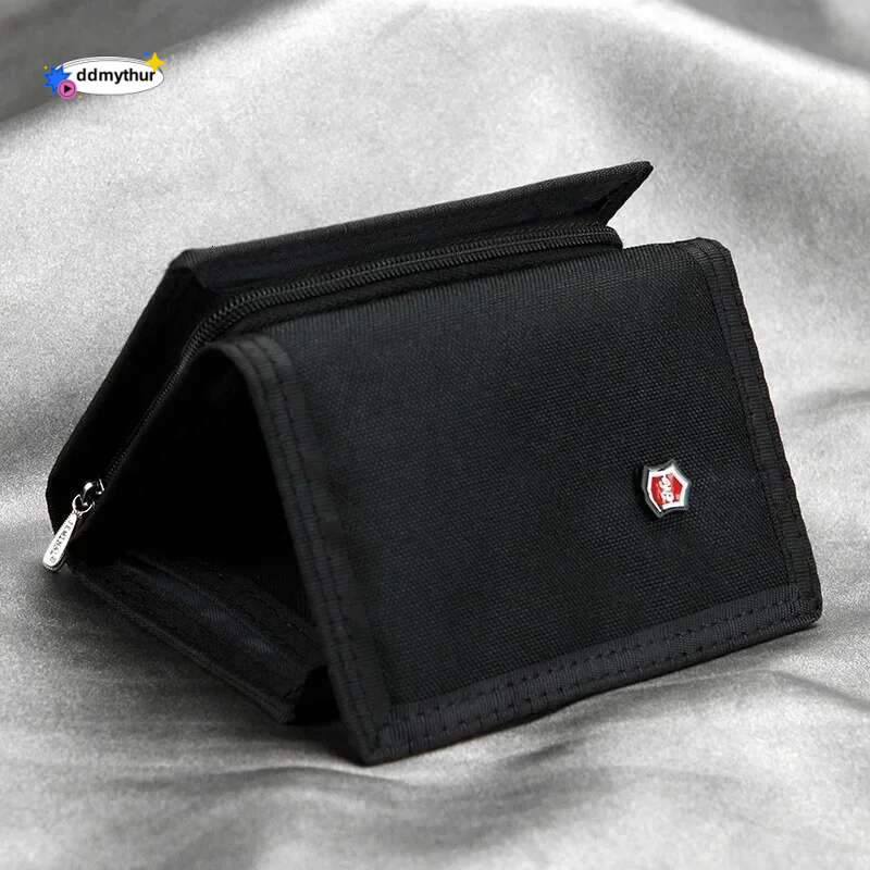 Men'S 5 Colors Korean Tri-Fold Coin Purse Canvas Wallet Solid Color Fashion Slim Multifunctional Classic Portable Card Holder ddmythur