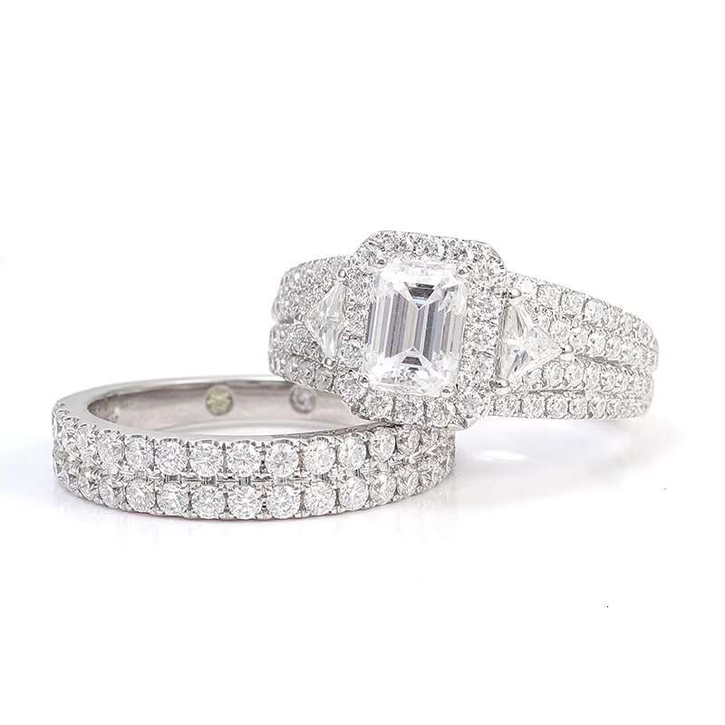 Moissanite Diamond Women Luxury Wedding Rings for Bridals Engagement Ring Fine Jewelry in White Gold Plated 925 Sterling Silver