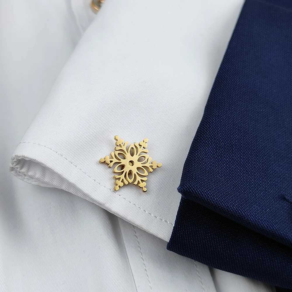 2 Snowflake cufflinks mens French shirt fashion cufflinks mens jewelry designer band Christmas giftT250412
