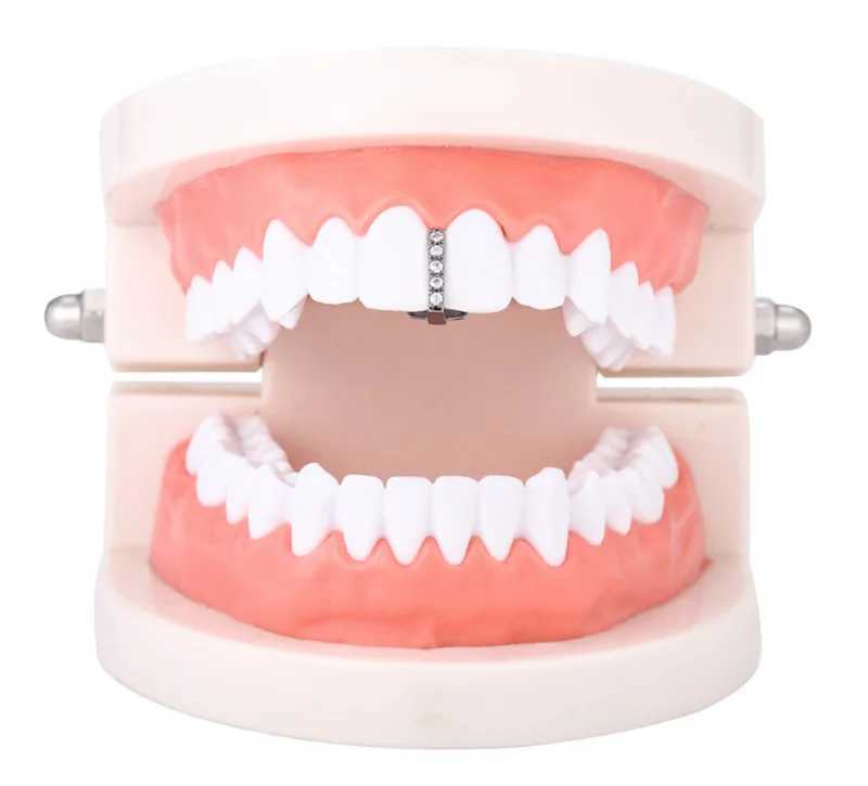 Hip Hop cubic zirconia single standing teeth Grilz bottom teeth cap oral teeth role-playing jewelry W250412