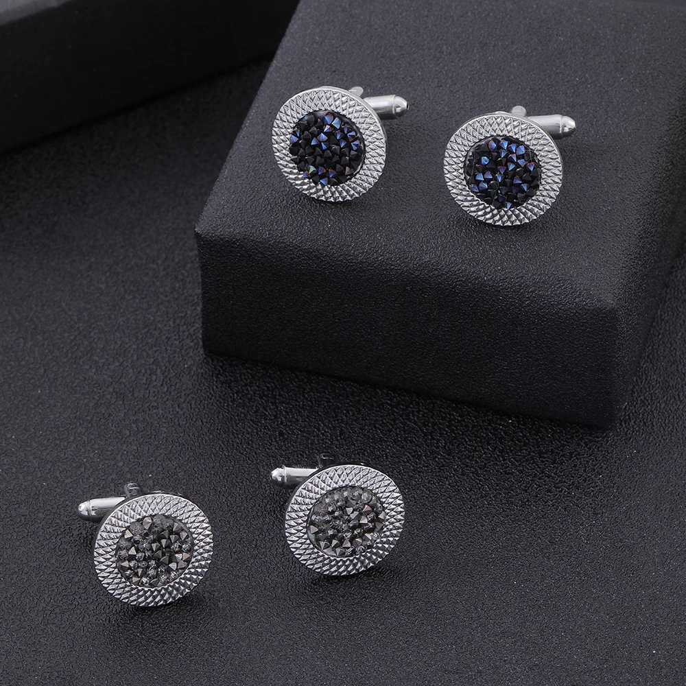 New wholesale studs artificial gemstones rainbow round threads cufflinks jewelry accessories mens cufflinksT250412