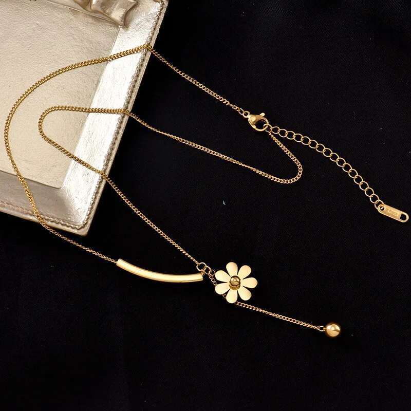 DIEYURO 316L Stainless Steel 2021 Hot Sale Beautiful wer Hanging Long Style Exquisite Clavicle Chain Necklace For Women