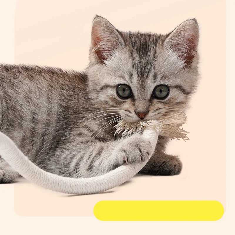 Cat Chewing Toy Interactive Plush Cotton Rope Toy Silver Vine Cat Teasing Toy Cleaning Mouth Cat Playing Toy Pet Supplies Accessories Y250412
