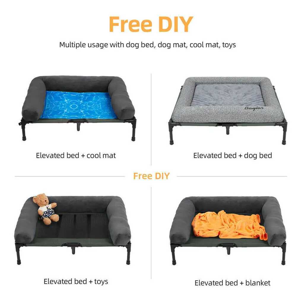 Dog bed for dogs and cats indoor outdoor elevator pet lounge bed with detachable plush heater for cooling summer L XL 2XL X2504121