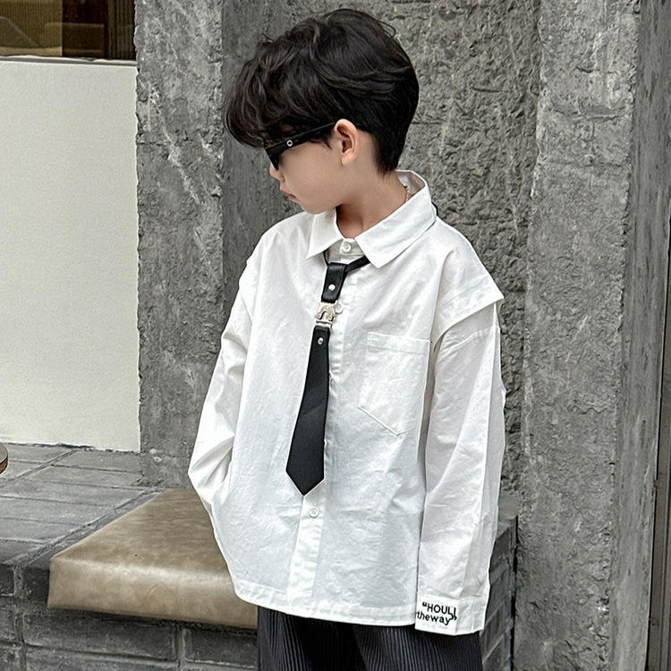 Ddmyshoesvip Boys College Style Shirt New Children S Korean Version Handsome Loose Top Versatile Spring Outfit For Middle Aged And Young Children