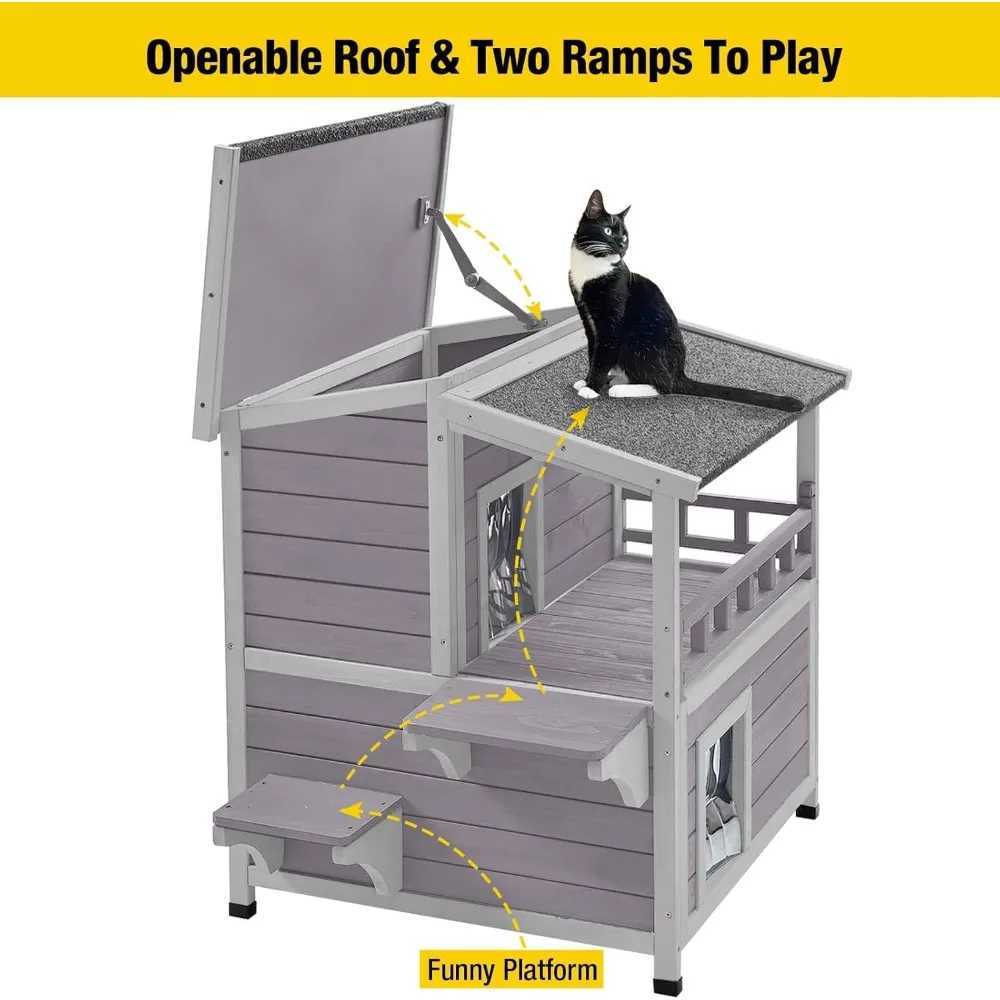 Outdoor Wildcat House Wooden Cat Shelter X250412