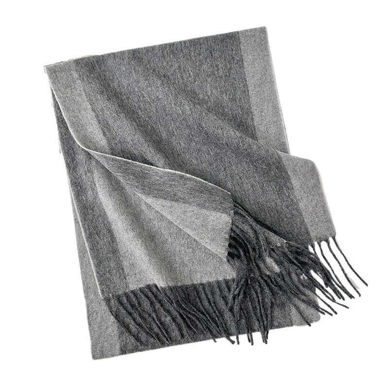 K368 Creative simple two-color double-sided design warm wool scarf autumn and winter women's high-end elegant temperament shawl