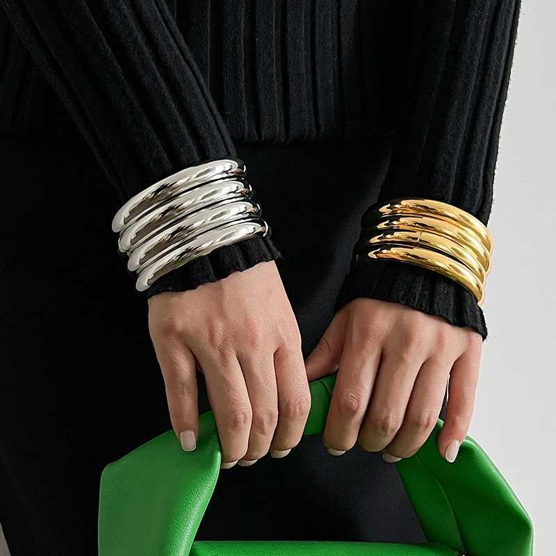 4 pcs sets Bangles for Women Gold Silver Color Open Cuff Thick Irregular Twisted Bangle Bracelet JewelryC250411