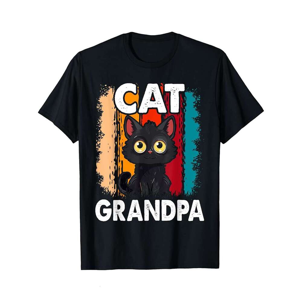 Designer T shirt Cat Grandpa Vintage Eighties Style Cat Retro Distressed ,100% cotton, short sleeve , Wrinkle resistant, Casual, comfortable fit - 220