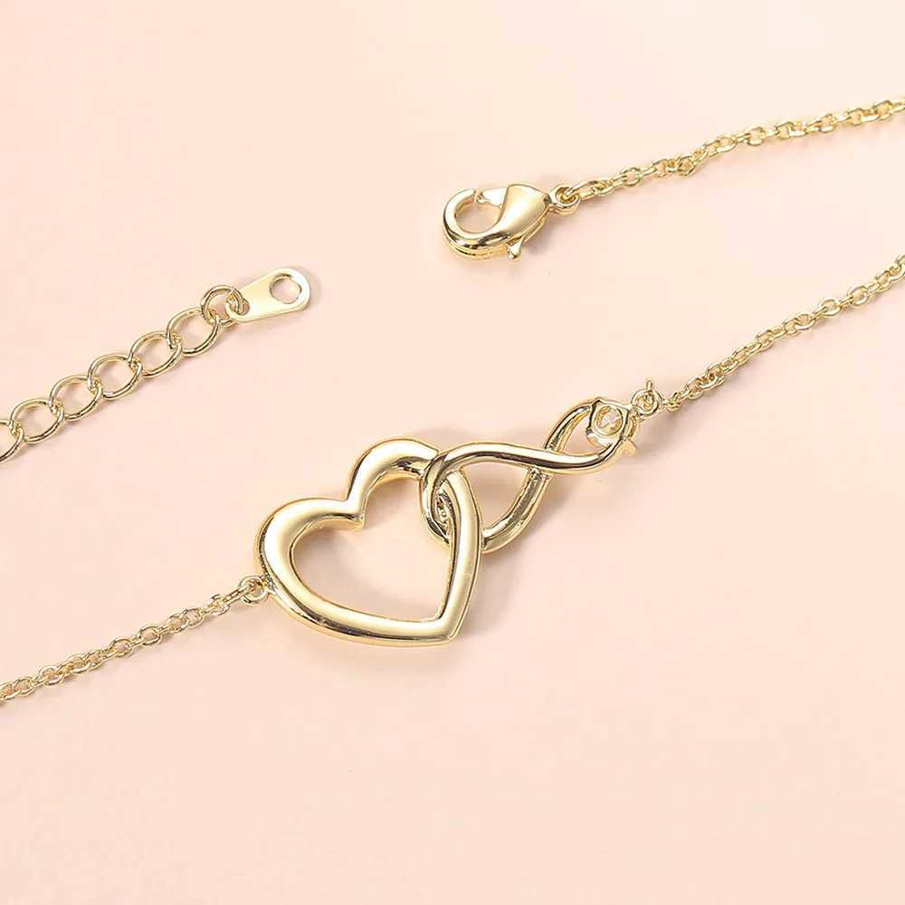 Heart Bracelet for Women Crystal Infinite Love Aesthetic Korean Gold Color Chain Bangles Wedding Accessories Bride Jewelry H058C250411