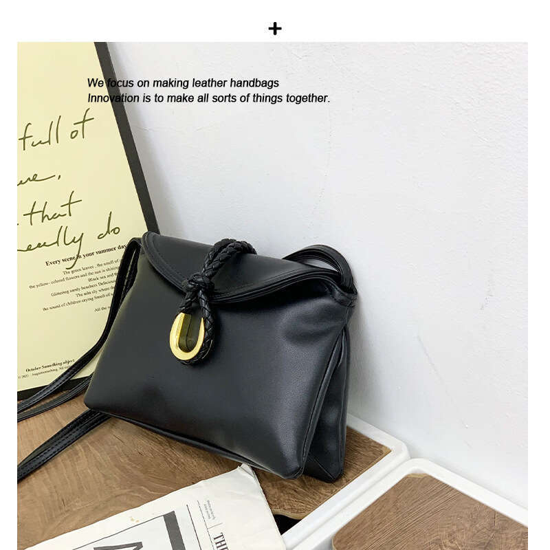 24 New Vegetable Tanned Cowhide Woven Rope Buckle Single Shoulder Crossbody Bag, High-End Texture Women's Hand-Held Armpit Bag