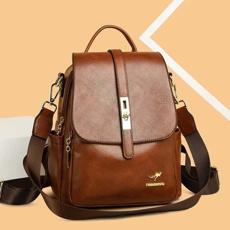 Women Backpack High Quality Leather Fashion Backpack Large Capacity School Bag for Girls Large Travel Backpack 250407