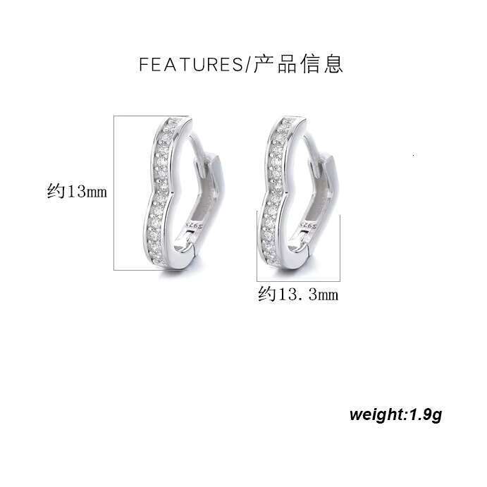 Minimalism Sterg Sier AAA Zircon Heart Clip Earrings for Women 2024