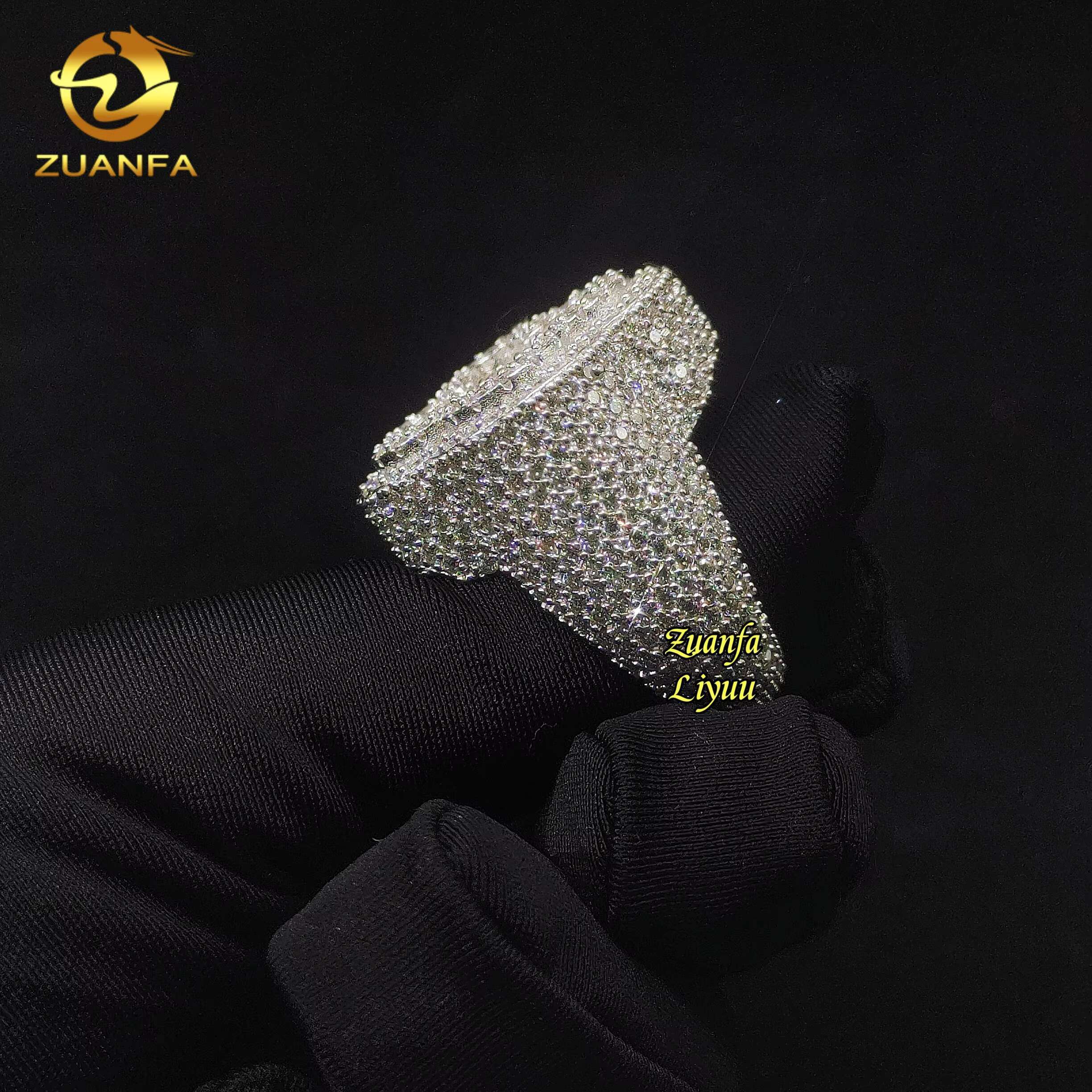 New Arrival Full Iced Out Moissanite Diamond Rings Fashion Hip Hop Clover Ring Baguette Diamond Engagement Rings for Men Women