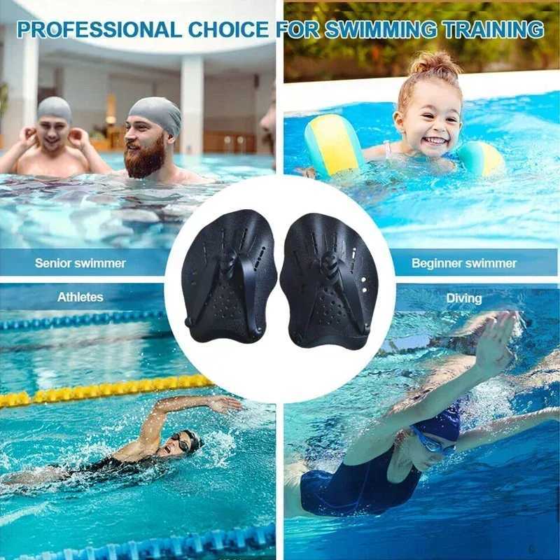 1 pair of adult hand Pu men and women swimming training silicone hand net protector adjustable freestyle hand PuY250412
