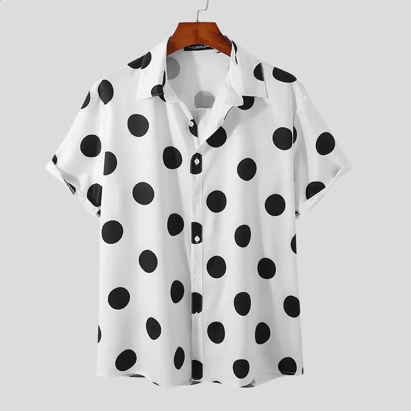 Polka Dot Print Vacation Shirt Shorts Sleeve Trendy Modern Art Hawaiian Casual Shirts Man Novelty Blouses Summer Streetwear 250409