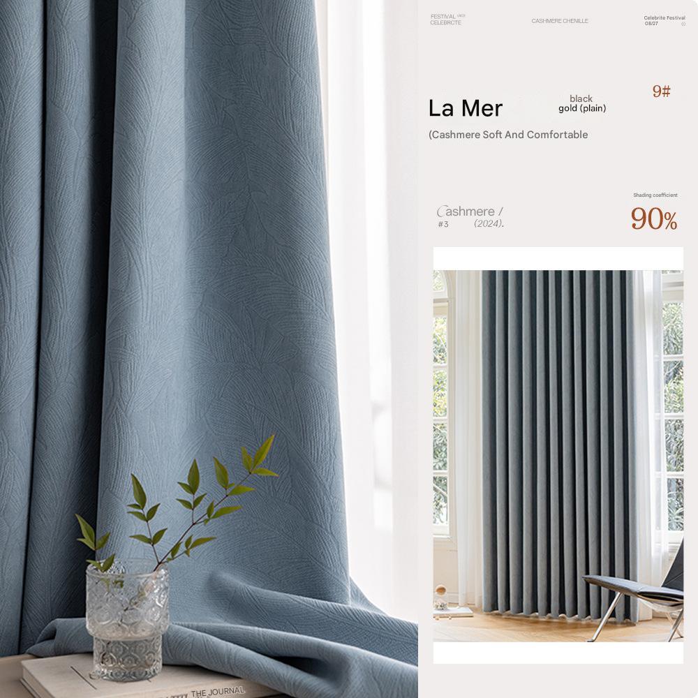 T0392 bedroom curtain blackout new black gold floral cotton and linen curtain fabric light luxury living room full blackout curtain wholesale