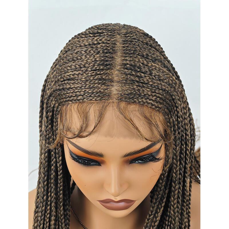 30 inch for Women Full Box KnotlessBraided Lightweight Braids Synthetic Lace Front Wig Black and brown Hand Braided Wigs With Baby Hair synthetic wig