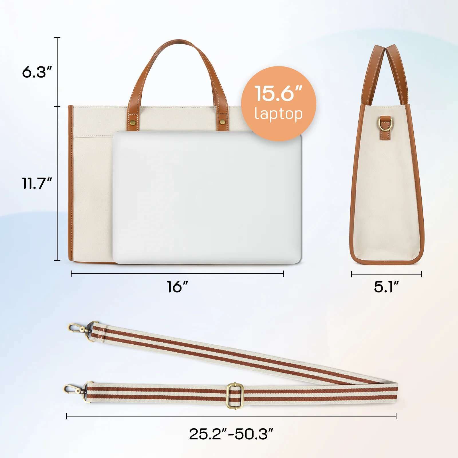 Missnine 15.6 Inch Woman Laptop Briefcase Canvas Ipad Work Shoulder Casual Tote Bag For Travel Office College