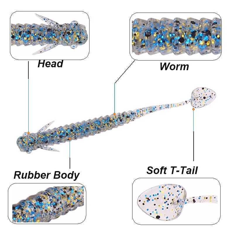 WESTBASS 8PCS Slug Soft Baits 75mm-2g Rubber Bass Swimbaits Silicone Fishing Lures Jigging Worm Wobbler Larva Shiner Isca Pesca Z250411