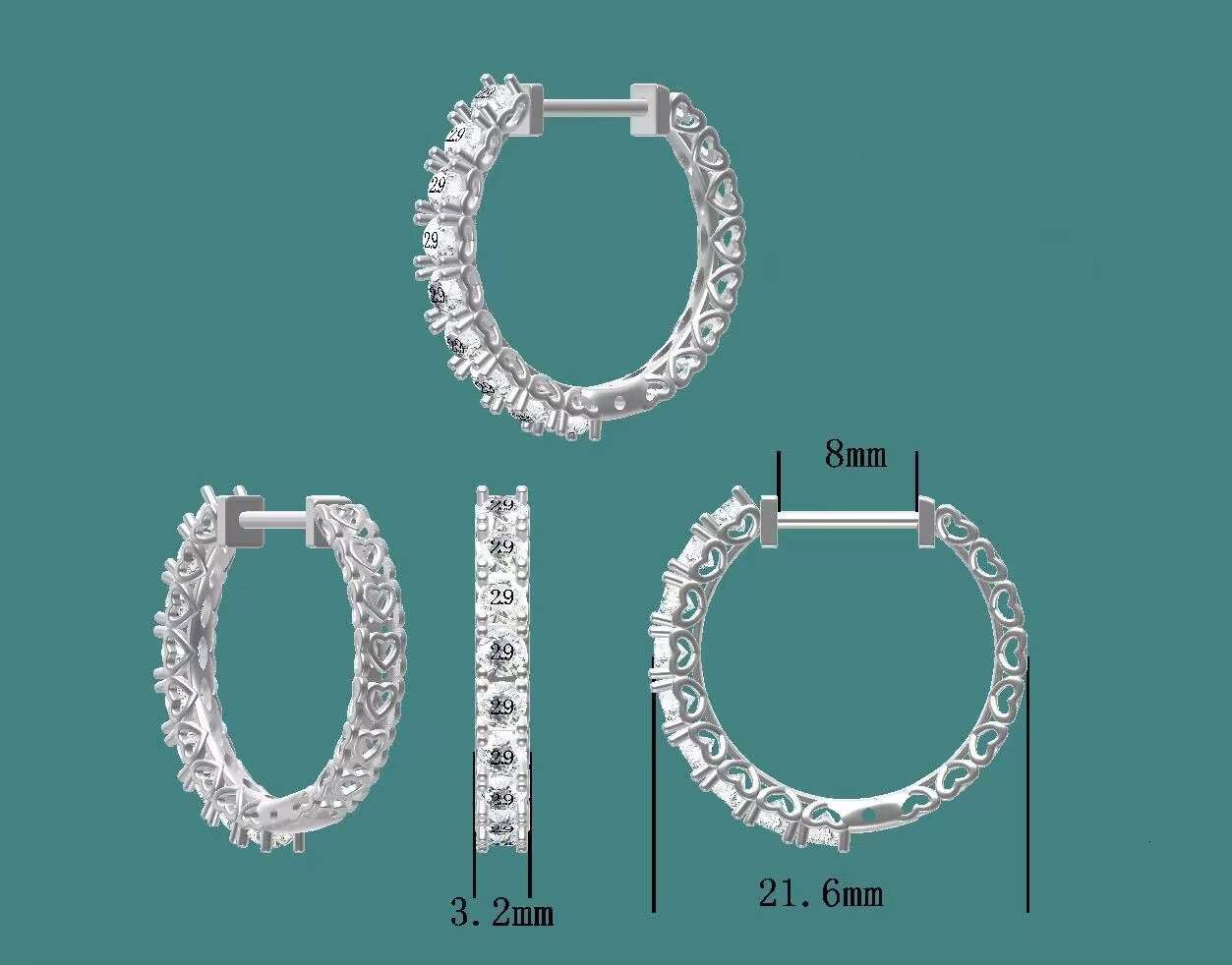 Fancy Fine Jewelry Anillo 585 750 Real White Gold Earring Dropping Set for Woman Half Eternity VVS Moissanite Earrings Hooks