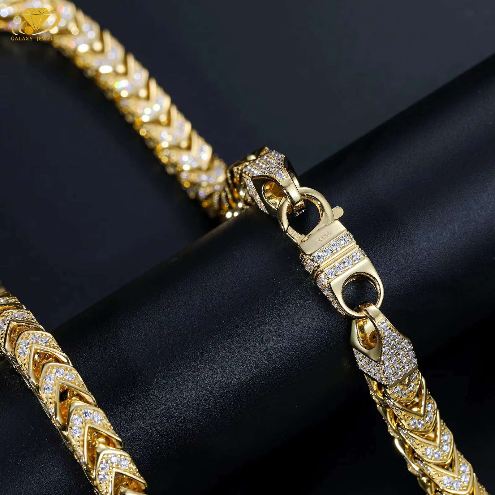 Fashion Jewelry 925 Soild Silver Micro Paving D Vvs Moissanite Iced Out Diamonds 6mm Thick Franco Chain Cuban Link