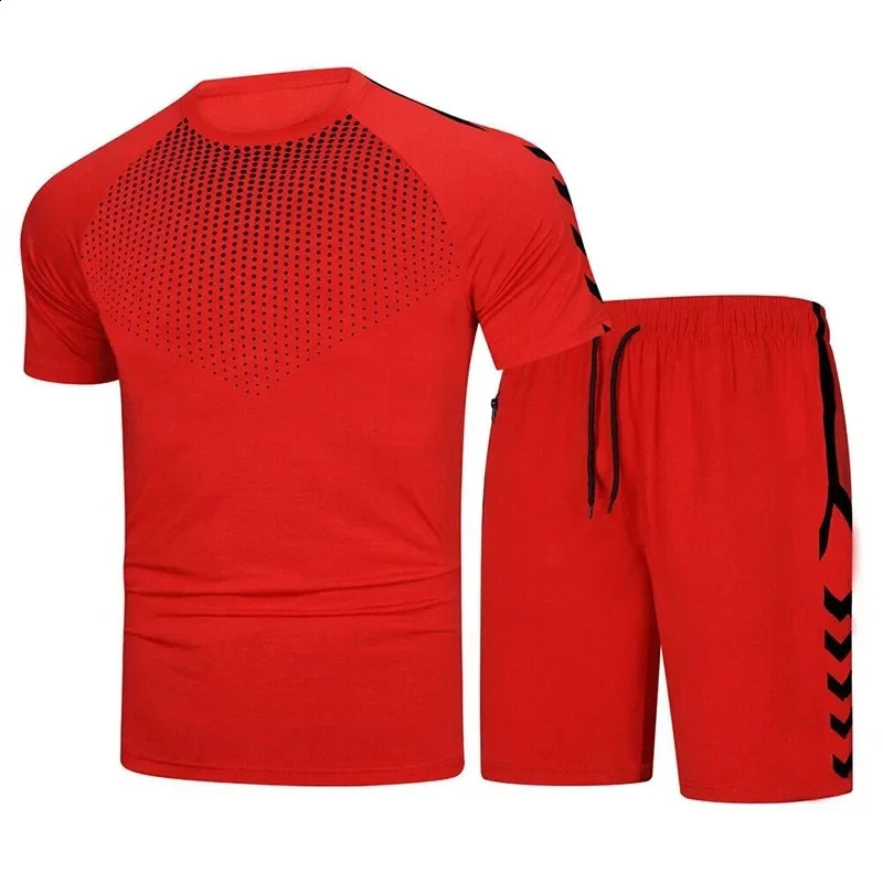 Mens short sleeved casual shorts 3D printed sportswear 2-piece quick drying summer product outdoor casual T-shirt 250411