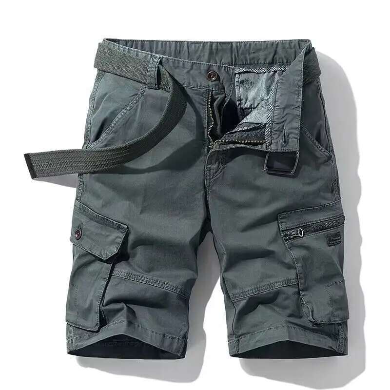 Men Casual Tool Shorts High Quality Man Summer Military Multi Pocket Loose Cargo Pants No belts 38