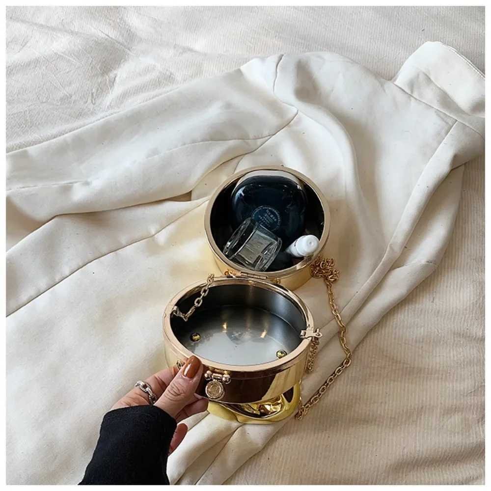 Gold Box Handbag Fashion Shiny Women Bag Party Evening High Quality Clutch Hand Bags For Women Metal Chain Messenger Purse 2024W251112