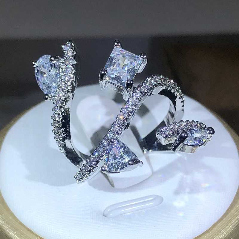 925 sterling silver exaggerated large snake shell wrapped ring womens jewelry zircon ring Christmas gift wholesaleXJ250412