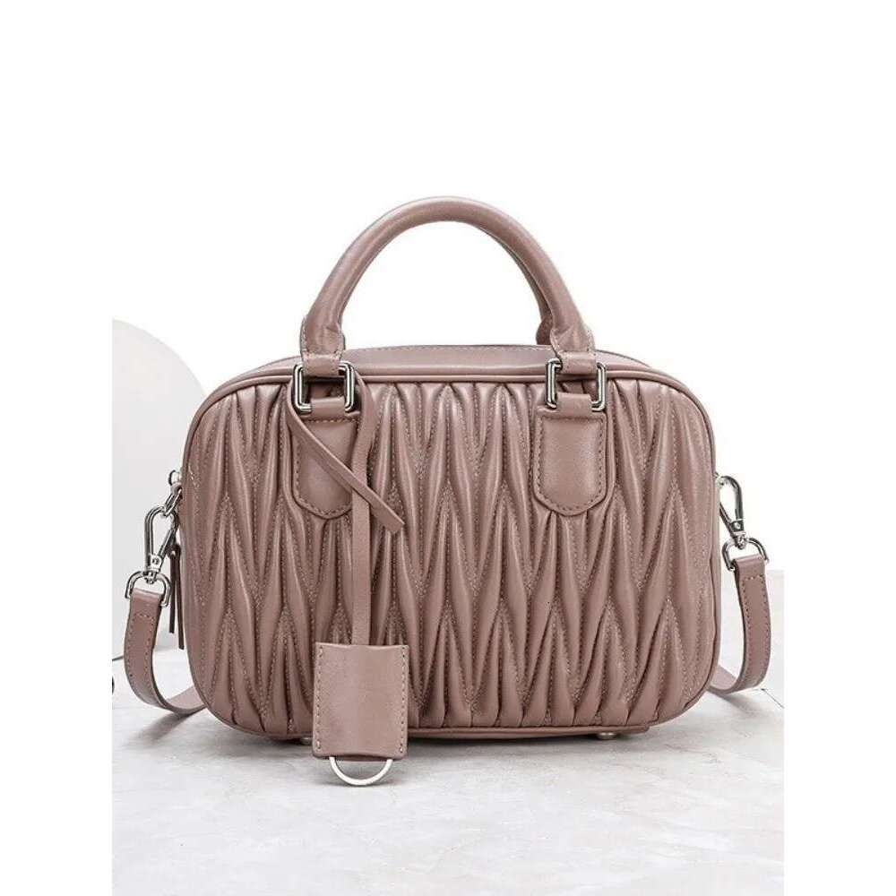Genuine Leather Women Handbag Fashion Single Shoulder Crossbody Bag Real Sheepskin Design Boston Bags Ladies Tote