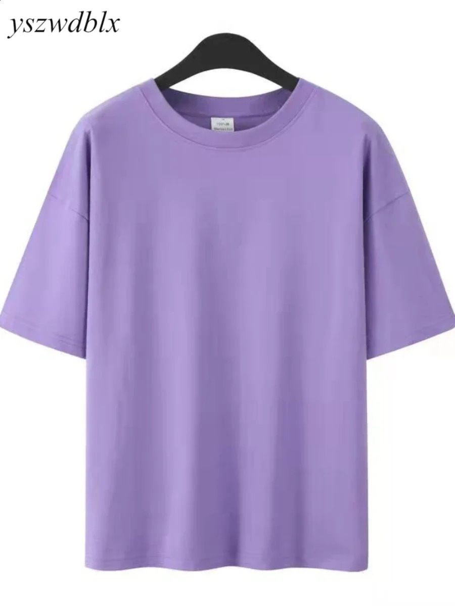 YSZWDBLX Womens T-shirt Summer Short sleeved O-neck T-shirt Mens/Womens Cotton Wide Matsubara Su Couple T-shirt Casual Top 250410