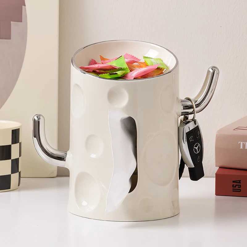 Tissue Storage Box Living Ro Light Luxury Coffee Table Tissue Box Creative High-end Entrance Desktop Key Storage Decoration Y251112