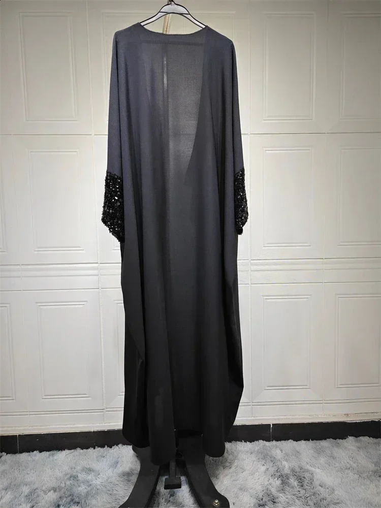 Eid al Fitr Black Kimono Abaya Dubai y Arab Muslim Islamic Kaftan Dress Abayas Women Ka Caftan Robe Musulmane 250411