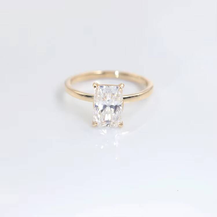 Custom Handmade 14K Solid Gold 3CT Radiant Ice Crushed Cut D Moissanite Engagement Ring Jewelry Findings