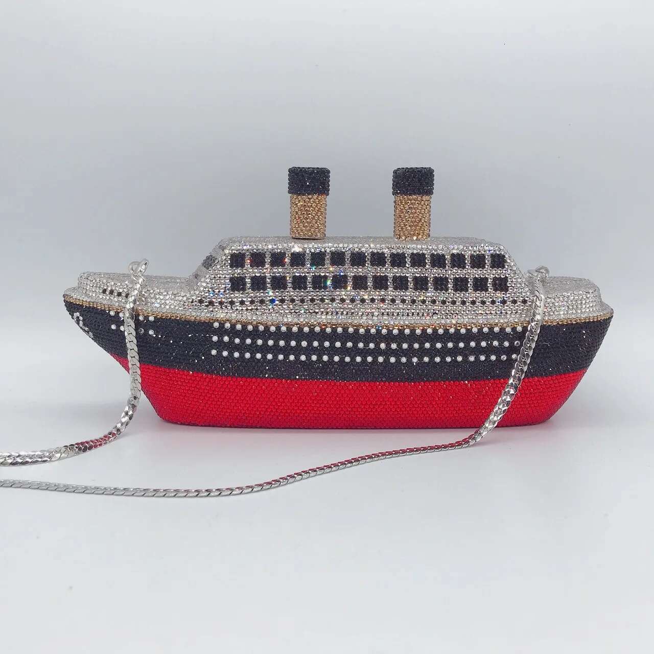 New Boat Crystals Purse RED Blue Women Gems Evening Clutch Bag Wedding Bridal Minaudiere Rhies Handbags And Purses