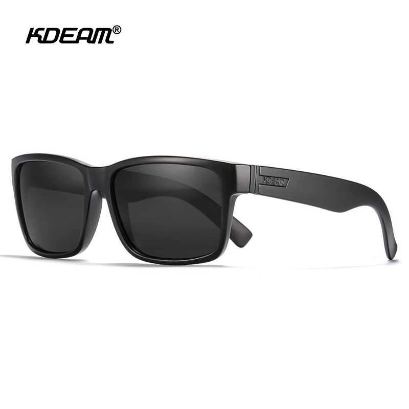 KDEAM New All Black Square Polarized Sunglasses Men Flat Top Designer Polaroid Glasses Accessories Included CE Z250411