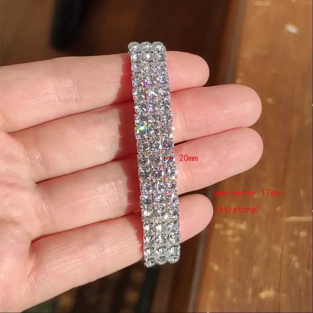 5Pcs/Lot Gift 2mm Crystal Bracelets Elastic Gold Color Crystal Rhinestones Bracelets Bling Metal Bangle Bracelet SummerC250411