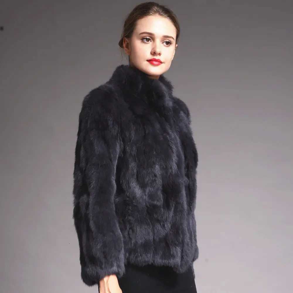 Natural Rabbit Fur Coat Women Winter Jacket Real Leather And Fur Bolero Womens Clothing Female Outerwear With 2024 Black Cold Z250930