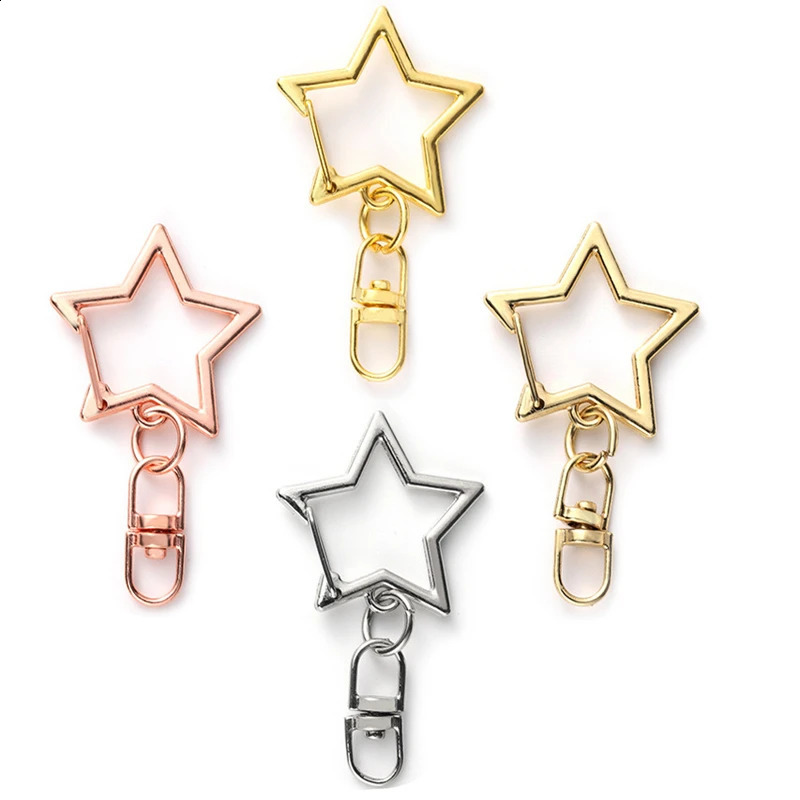 50 pieces of star heart moon pentagonal hollow keychain DIY accessories hook lobster buckle jewelry making discovery 250409