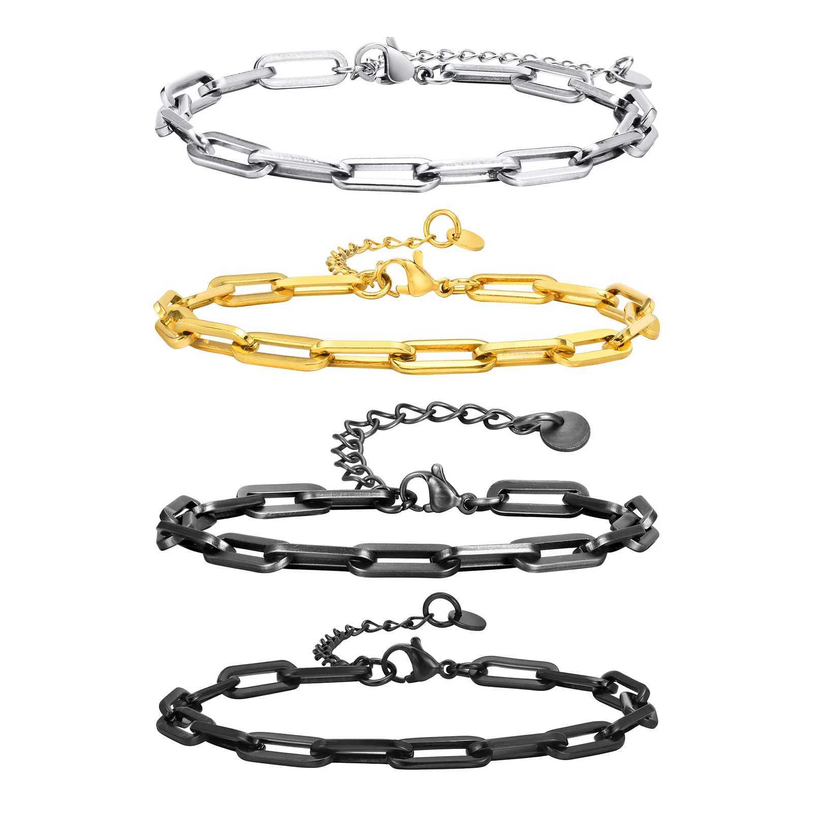 5mm Paperclip Chain Bracelets for Men WomenWaterproof Rectangle Stainless Steel Links WristbandTrendy Jewelry GiftsC250411
