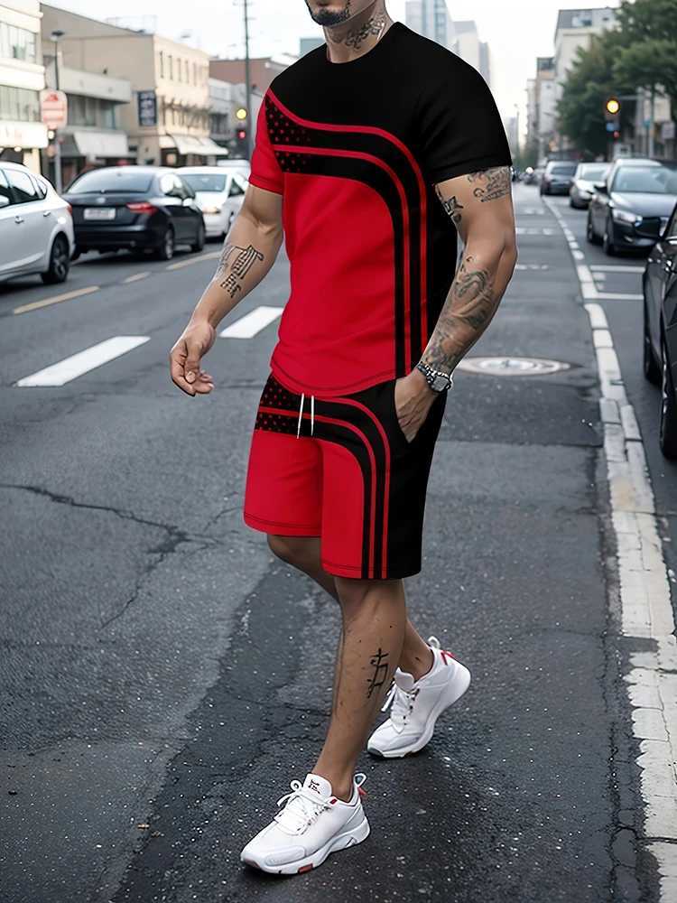 Summer Outdoor Street Fashion Mens T-shirt Daily Casual Mens Sports Shorts Mens T-shirtXJ250412