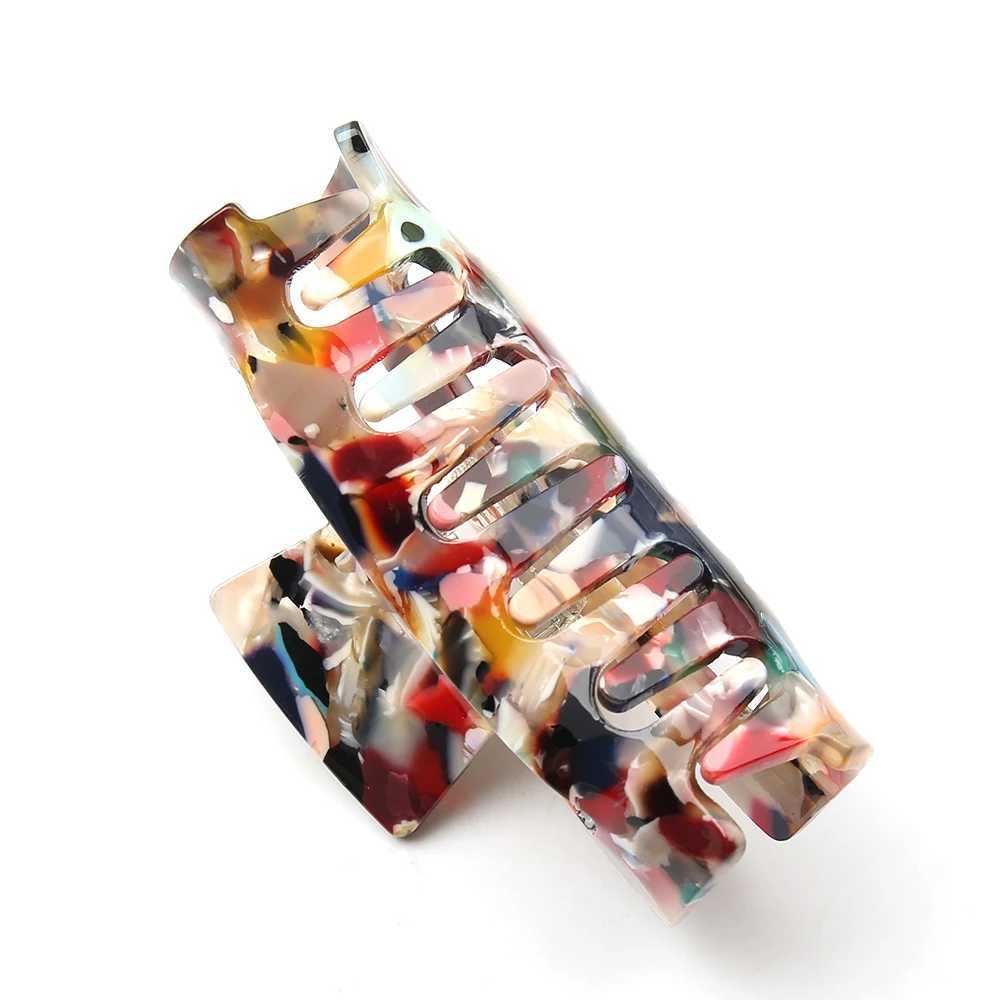 8cm clip geometric claw square acetate hair clip female leopard grain hair clip Y2504012
