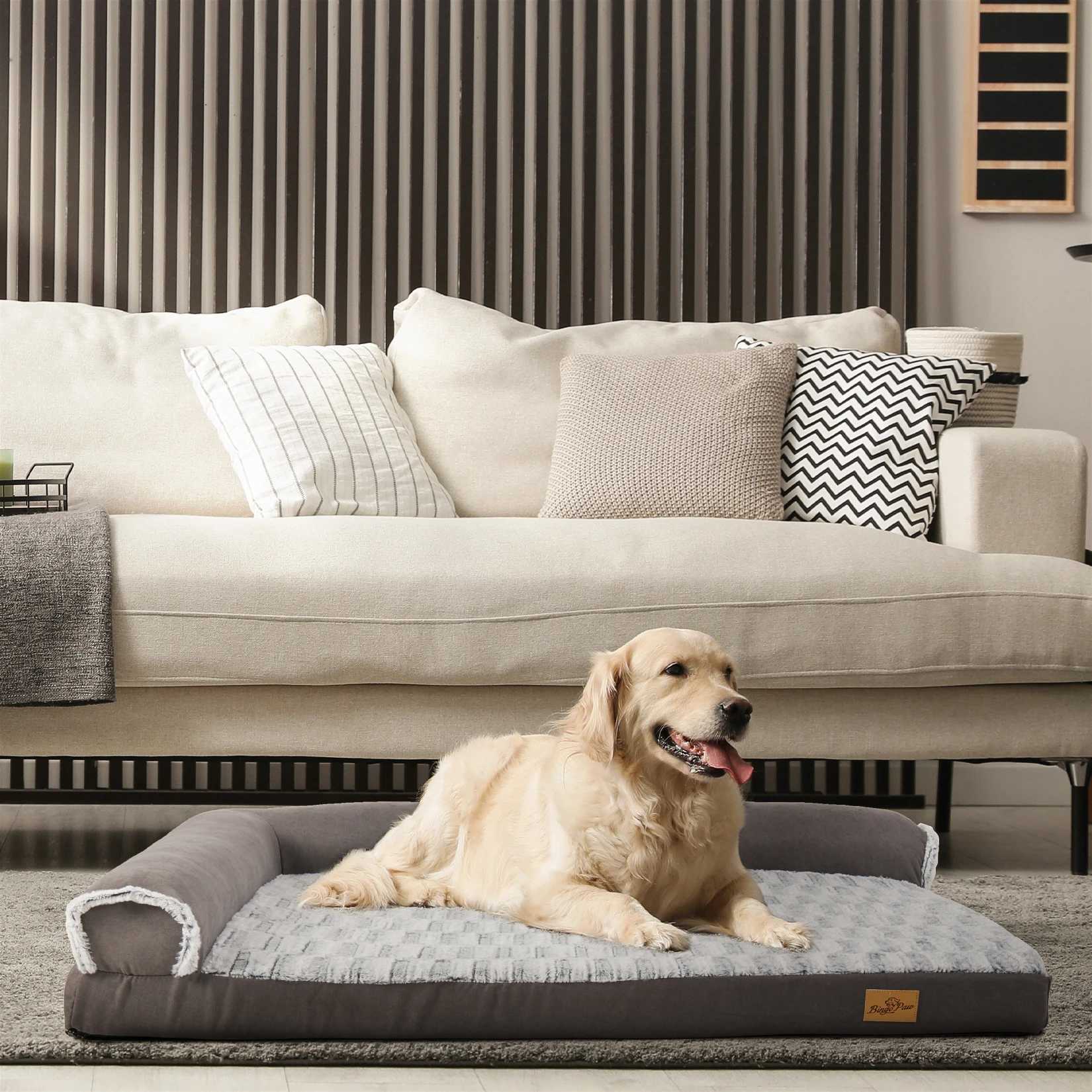 Waterproof plush dog bed warm cat comfortable lounge foam self heating pet kettle machine washable dog bed X250412