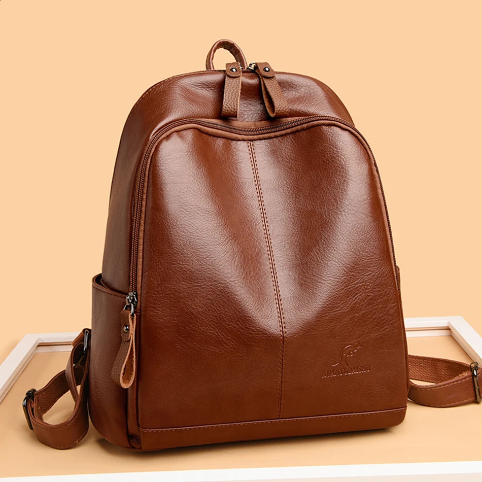 Fashion Casual Women Backpacks er Large Capacity Teenagers School Bags High Quality Soft Leather Ladies Travel Bags 250407
