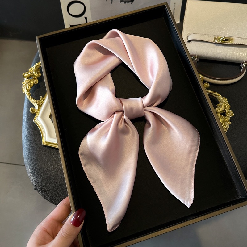 New Women Silk Scarves Heart Thin Pure Clean Color Square Silk Simple Charms Silk Square Scarf Gift