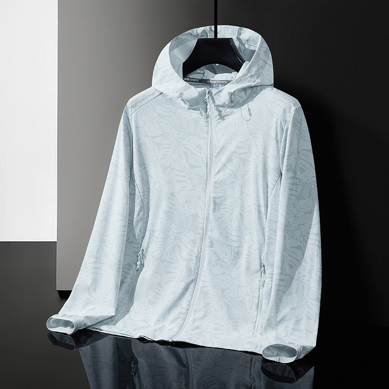 Upf50 Ice Silk Jacket Summer Sunscreen Clothes Mens and Womens Camouflage Skin Clothes Anti Uv Windbreaker Hooded Sunscreen Shirt