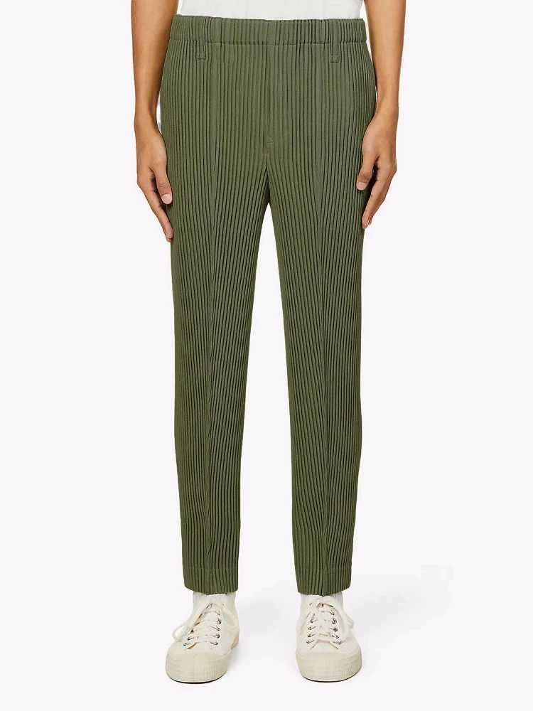 Miyake pleated pants fashion clothing Japanese streetwear mens pants comfortable black elastic suit pants W250411