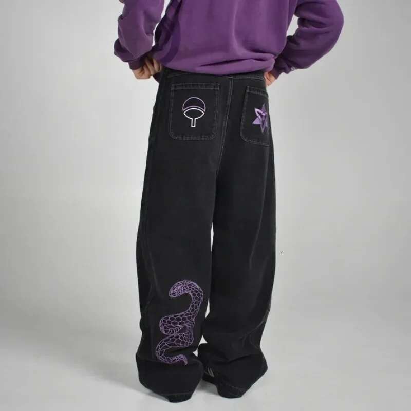 Y2K Haruku Baggy vintage Anime patterns goth Hip Hop Streetwear men women fashion Casual aesthetic wide leg jeans