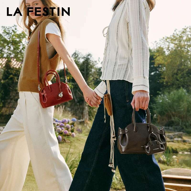 LA FESTIN Original Brand Women's 2025 New Suede Designer Handbag Boston Shoulder Crossbody Bowg Bag